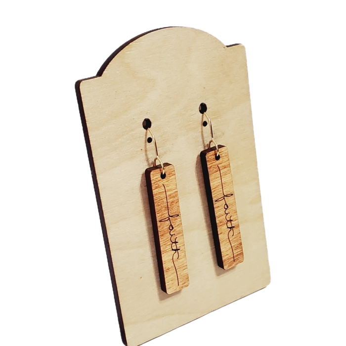 Faith Bar Wood Earrings