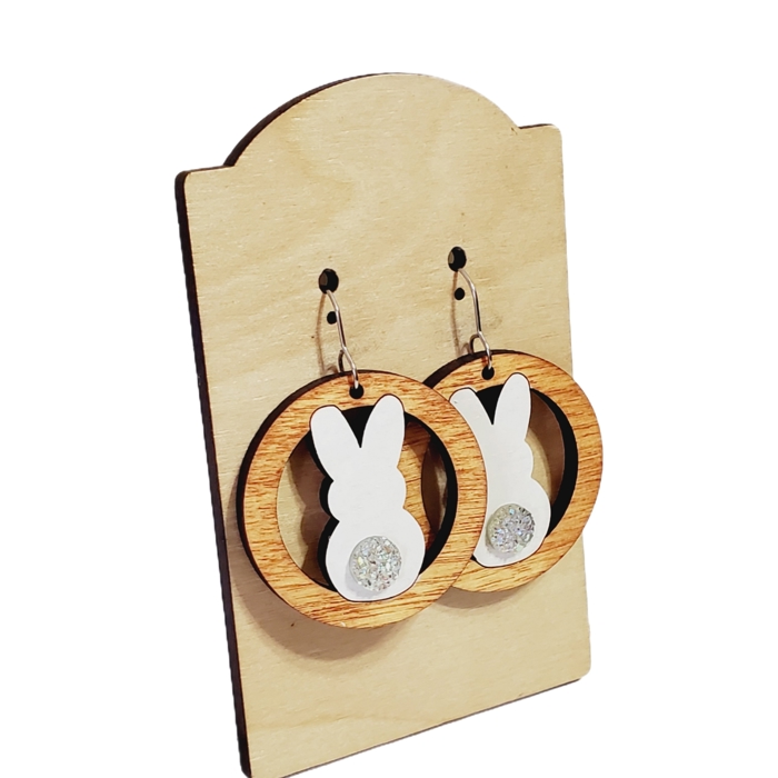 Hand Painted Wood Bunny Earrings