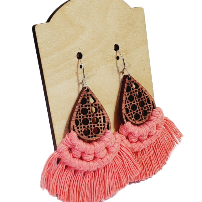 Handmade Macrame Wood Earrings