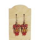  Hand Painted Wood Chicken Bow Earrings