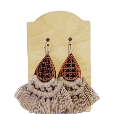 Handmade Macrame Taupe Earrings