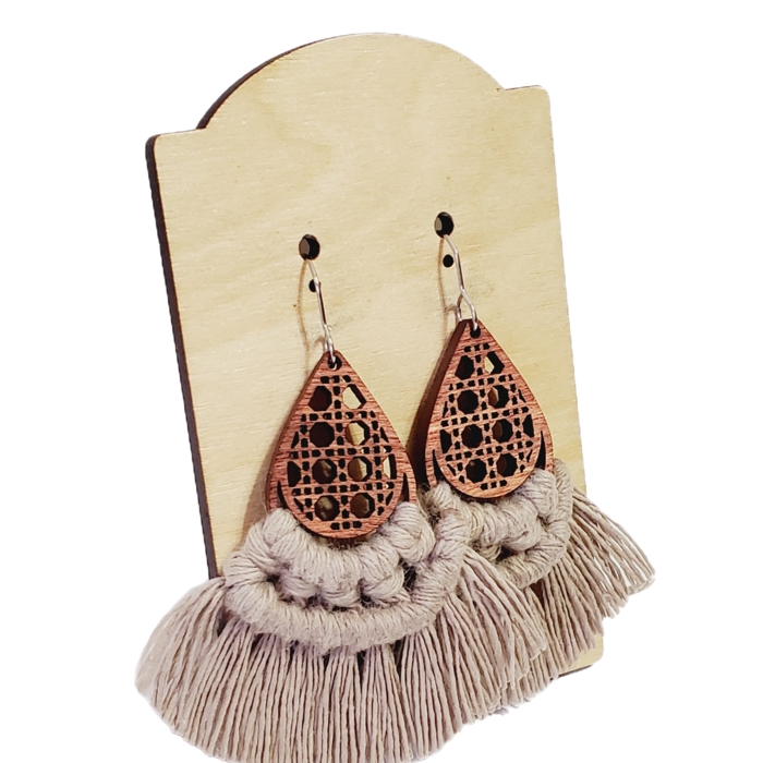 Handmade Macrame Taupe Earrings