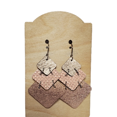 Rose Gold Stacked Chevron Earrings