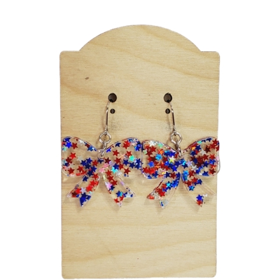 Americana Glitter Star Bow Earrings