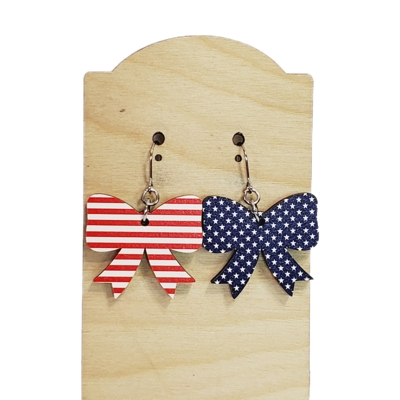 Americana Stars and Stripes Bow Earrings