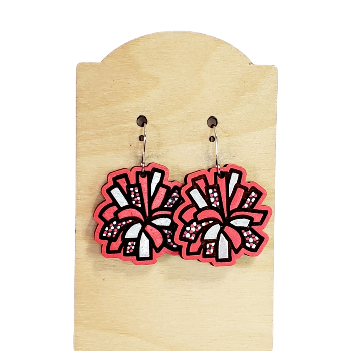Cheerleader or Pom Pom Red Earrings 