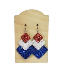  Glitter Red, White, & Blue Stacked Earrings