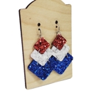  Glitter Red, White, & Blue Stacked Earrings