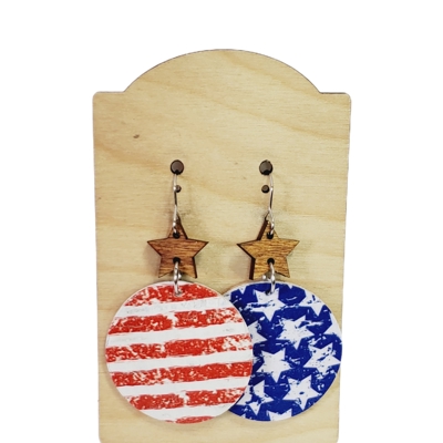 Americana Boho Stripes and Star Earrings