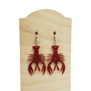  Acrylic Red Glitter Crawfish Earrings