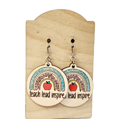 Hand Painted Teach Lead Inspire Earrings