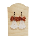  Ghost Glitter Orange Bow Earrings 