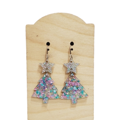 Christmas Tree Glitter Earrings
