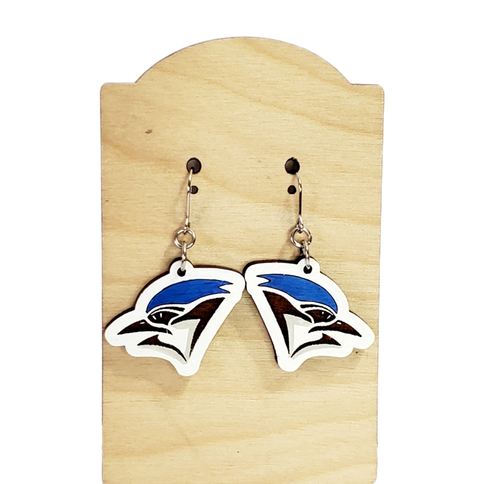 Hand Painted Bluejay Earrings