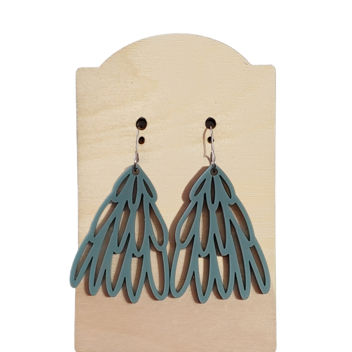 Acrylic Boho Sage Green Tree Earrings