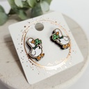  Hand Painted Goose St. Patrick's Day Wood Studs 