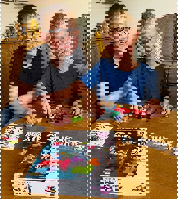 The Genius Star - Toy Of The Year Award Winning Family Board Game. 165,888 Possible Puzzles By Filling In Colored Shapes With Blockers To Complete A Star! Golden Star Twist!