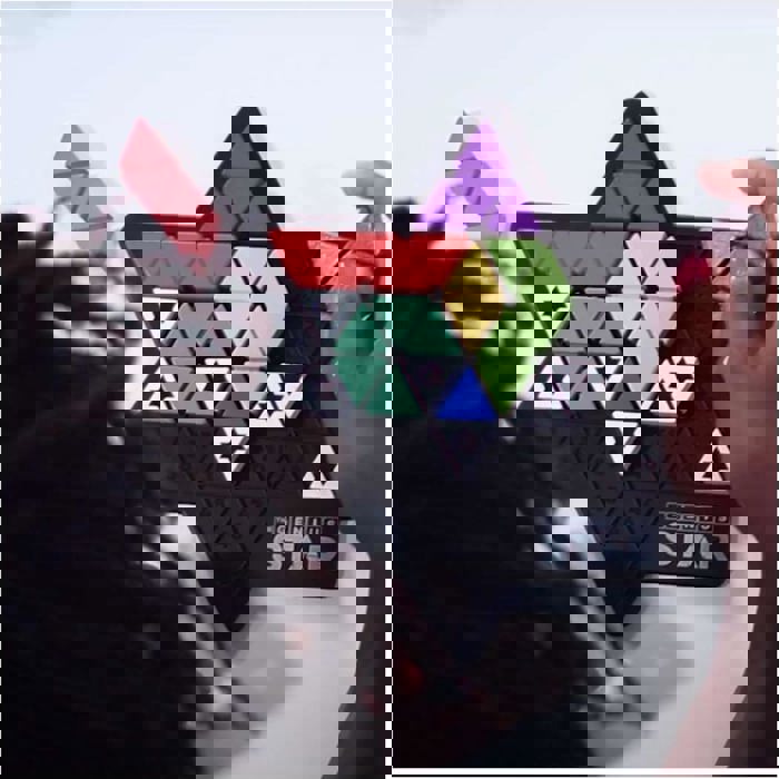 The Genius Star - Toy Of The Year Award Winning Family Board Game. 165,888 Possible Puzzles By Filling In Colored Shapes With Blockers To Complete A Star! Golden Star Twist!