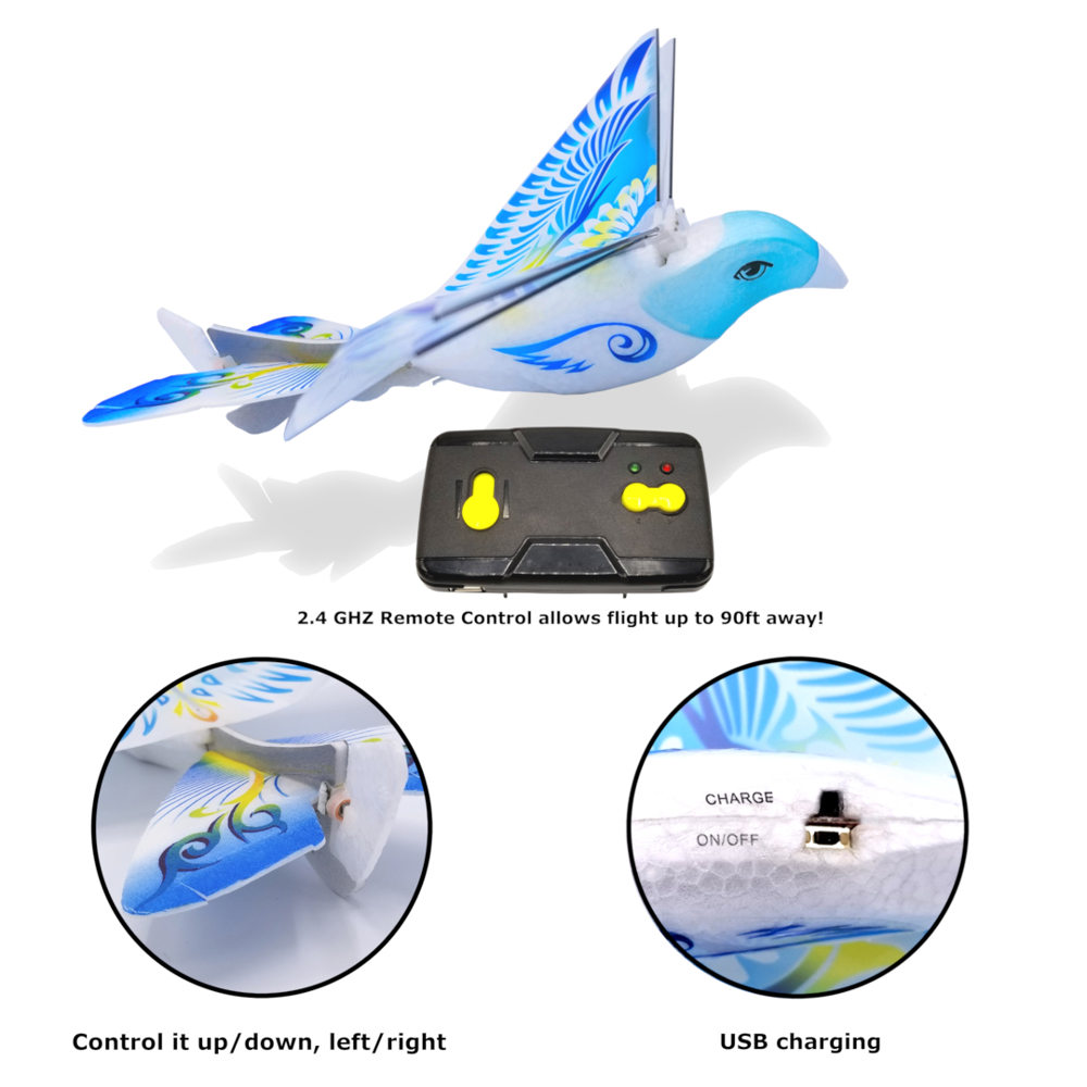 eBird Blue [Pigeon] - x2 Channel RC Flying Bird