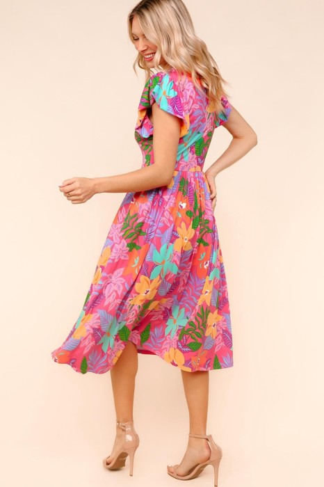 Ruffle Bloom Midi Dress With Pockets | S-3X