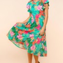  Ruffle Bloom Midi Dress With Pockets | S-3X