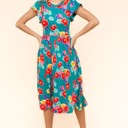  My Floral Spring Fit & Flare Midi Dress with Pockets | S-3X