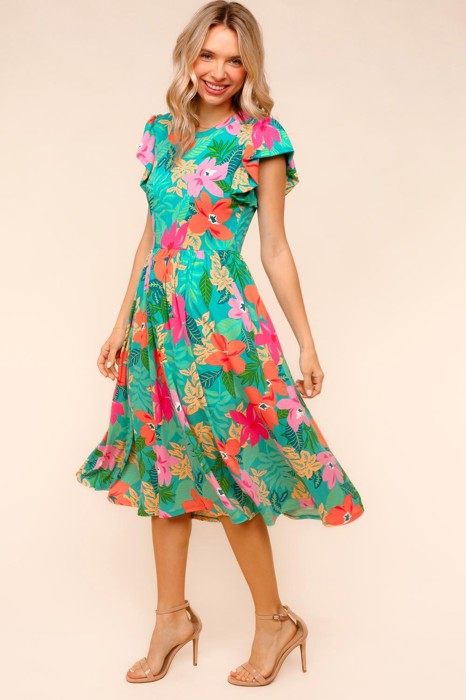 Ruffle Bloom Midi Dress With Pockets | S-3X