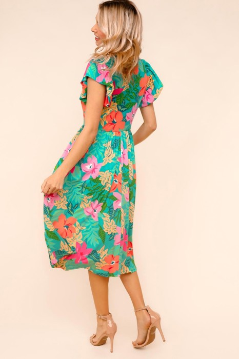 Ruffle Bloom Midi Dress With Pockets | S-3X