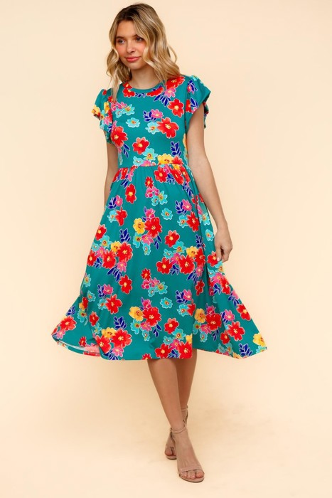 My Floral Spring Fit & Flare Midi Dress with Pockets | S-3X