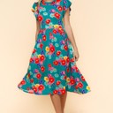  My Floral Spring Fit & Flare Midi Dress with Pockets | S-3X