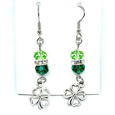 Beaded Shamrock Dangle Earrings