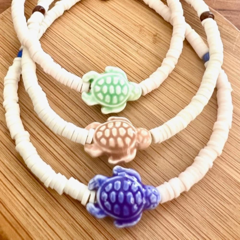 Heishi Beaded Turtle Anklets