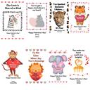 Lion Valentines Day Plush Stuffed Animal Key Ring with Personalized Laminated Card