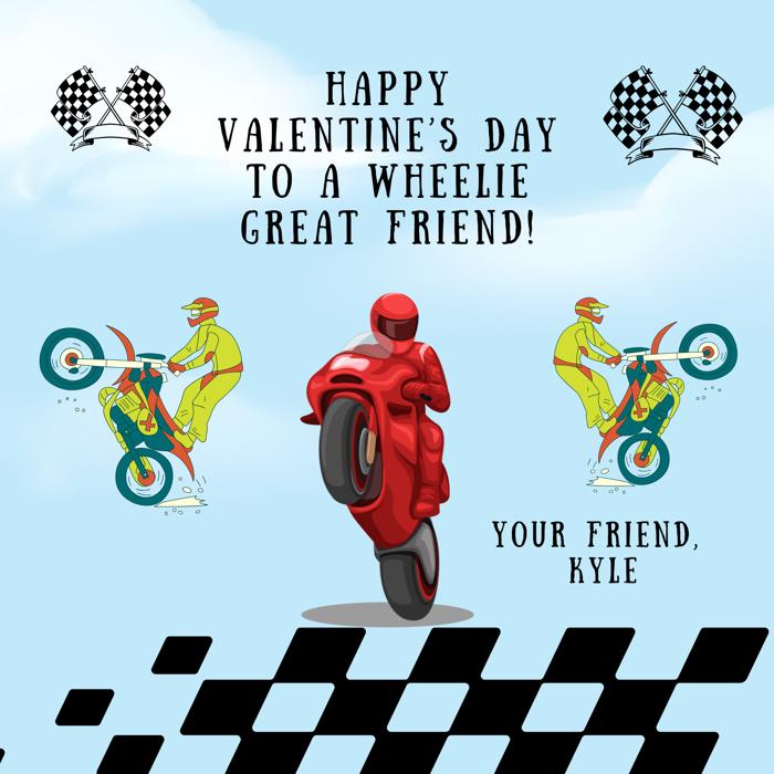 Valentines Day Motorcycle Keychain and Card Set for Classroom Gift Exchange