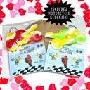 5 pack Valentines Day Motorcycle Keychain and Card Set for Classroom Gift Exchange