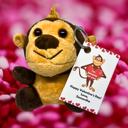 Monkey Valentines Day Plush Stuffed Animal Key Ring with Personalized Laminated Card