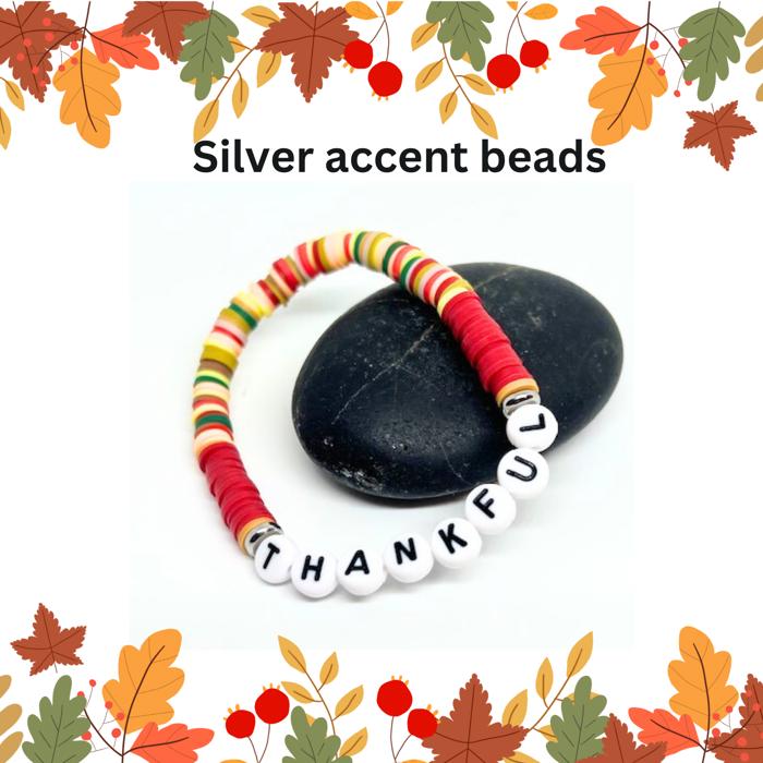 Thanksgiving Heishi Word Stretch Bracelet
