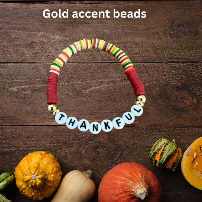 Thanksgiving Heishi Word Stretch Bracelet