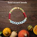 Gold-Plated Thanksgiving Heishi Word Stretch Bracelet