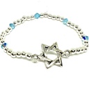  Silver Star of David Stretch Bracelet with Swarovski Crystal Accent Beads