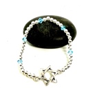  Silver Star of David Stretch Bracelet with Swarovski Crystal Accent Beads