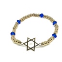  Star of David Gold Beaded Stretch Bracelet with Swarovski Crystal Accent Beads