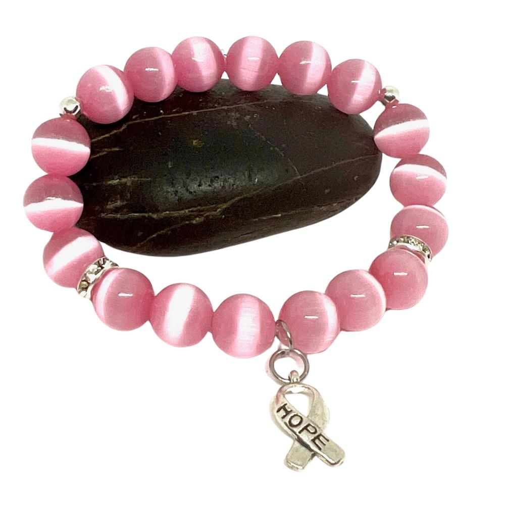 Breast Cancer Awareness Beaded Bracelet