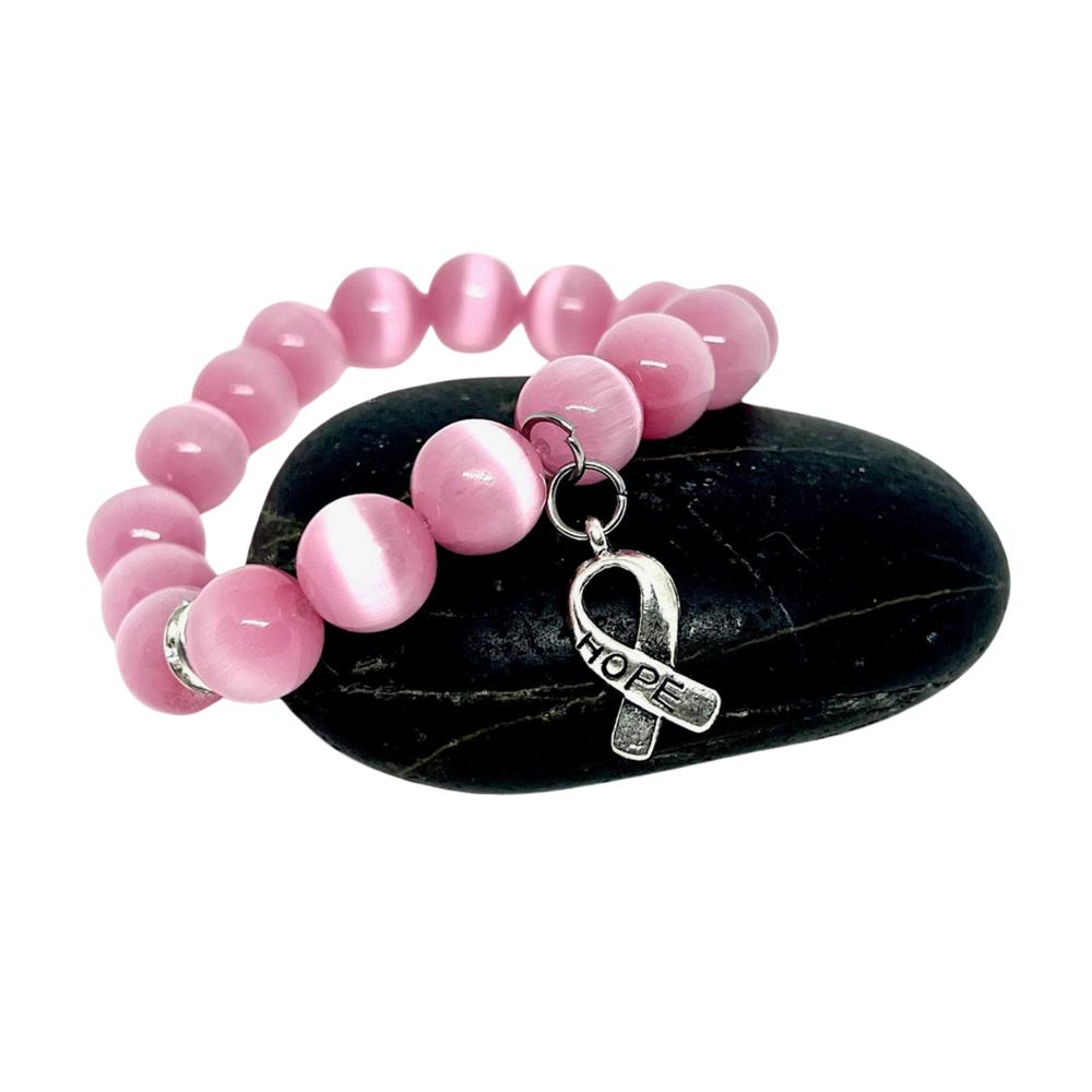 Breast Cancer Awareness Beaded Bracelet