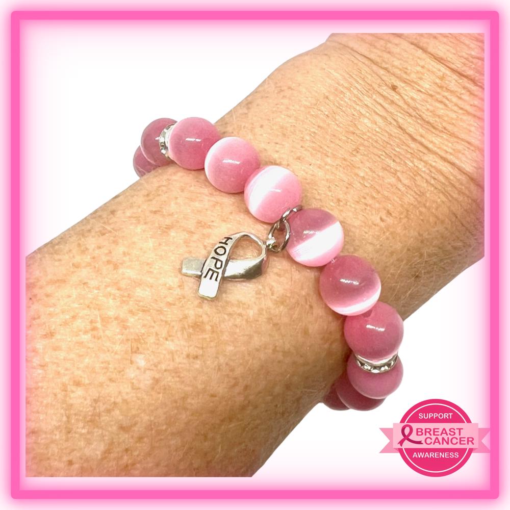 Breast Cancer Awareness Beaded Bracelet