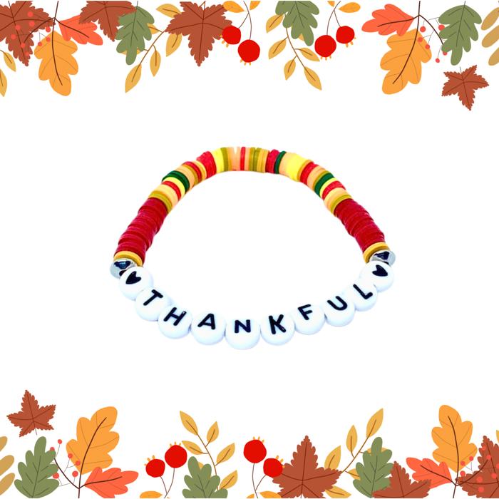 Thanksgiving Heishi Word Stretch Bracelet