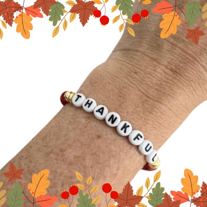Thanksgiving Heishi Word Stretch Bracelet