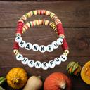  Thanksgiving Heishi Word Stretch Bracelet