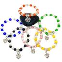  Cats Eye Beaded Bracelets with Silver Heart Charm