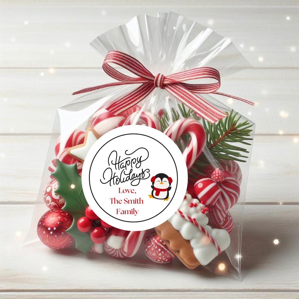 Personalized Holiday Stickers and Treat Bags